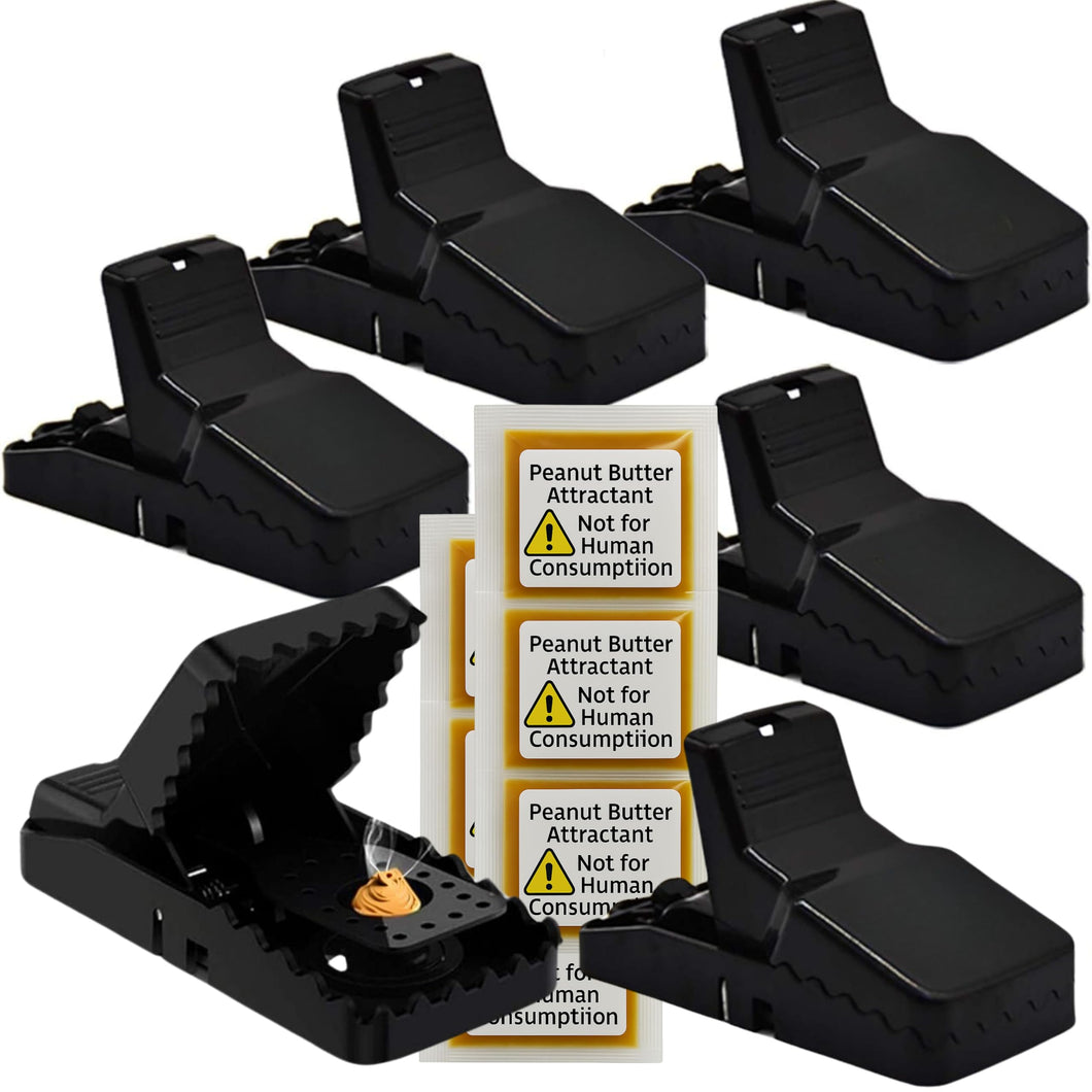 Mouse Traps Mice Traps, 6 Pack Mouse Traps for Indoors That Kill Instantly, Rodent Trap, Reusable Snap Trap for Mice Control – Includes 6 x Peanut Butter Bait Sachets – Best Ready to Use Mouse Trap