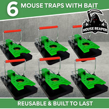 Load image into Gallery viewer, Mouse Trap, 6 Pack Heavy Duty Reusable Snap Traps that Kill Instantly, High Sensitive Mice Catcher UK, Safe and Effective Rodent Trap for Indoors &amp; Outdoors, Easy to Set &amp; Clean – Includes Peanut Bait