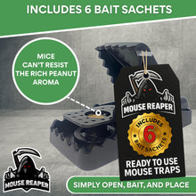 Load image into Gallery viewer, Mouse Traps Mice Traps, 6 Pack Mouse Traps for Indoors That Kill Instantly, Rodent Trap, Reusable Snap Trap for Mice Control – Includes 6 x Peanut Butter Bait Sachets – Best Ready to Use Mouse Trap