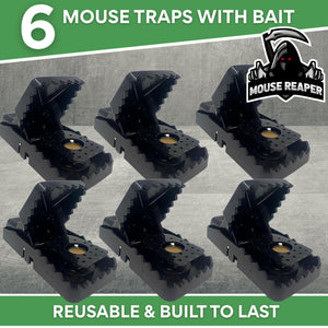 Mouse Traps Mice Traps, 6 Pack Mouse Traps for Indoors That Kill Instantly, Rodent Trap, Reusable Snap Trap for Mice Control – Includes 6 x Peanut Butter Bait Sachets – Best Ready to Use Mouse Trap