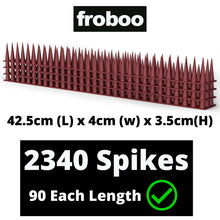Load image into Gallery viewer, Fence Spikes - Plastic Bird Spikes for Pigeons - Deterrent to Stop Birds and Cats Sitting on Fence - Anti Climb Spikes (5.5M - 2.5 to 3.5cm Tall Spikes) Protects 3 x 6 FT Fence Panels