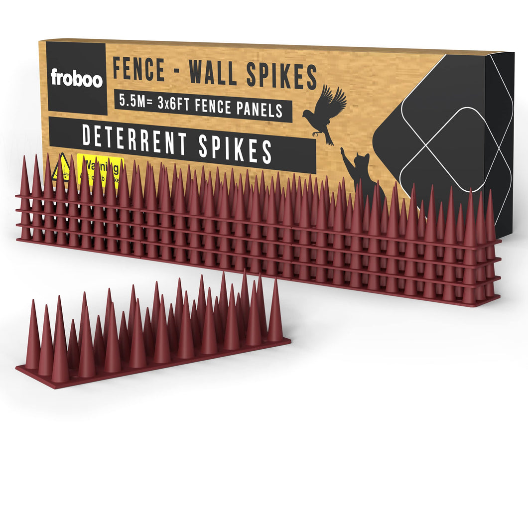 Fence Spikes - Plastic Bird Spikes for Pigeons - Deterrent to Stop Birds and Cats Sitting on Fence - Anti Climb Spikes (5.5M - 2.5 to 3.5cm Tall Spikes) Protects 3 x 6 FT Fence Panels