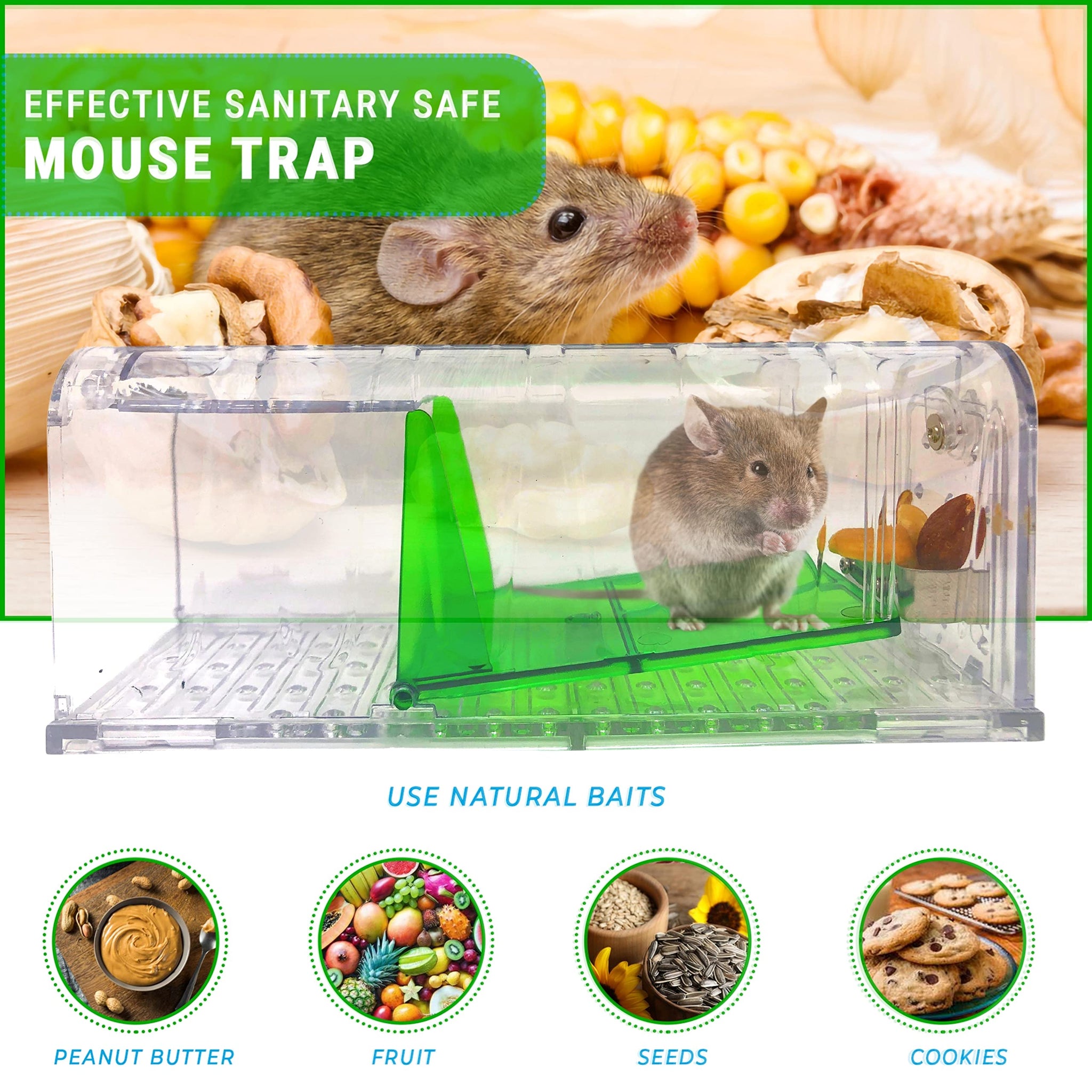 Humane Mouse Trap, Reusable Mouse Trap For Indoors And Outdoors, Quick,  Effective And Highly Sensitive Rodent Catcher(2pack)